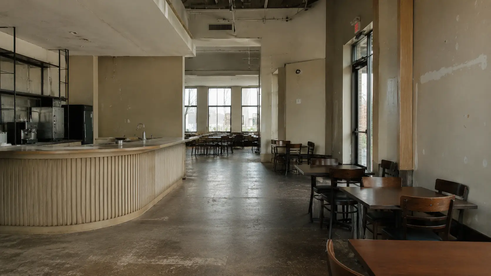 Before renovation commercial café interior design space in Vancouver